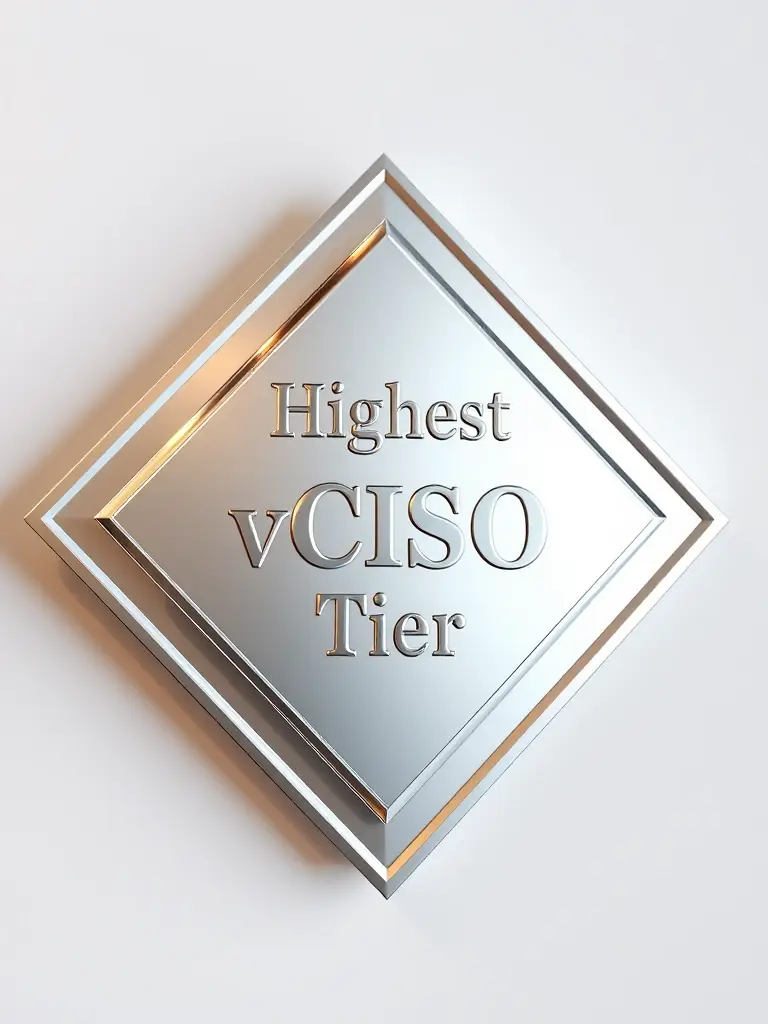 A professional photograph showcasing a diamond service tier badge, representing the highest level of vCISO partnership with TRIAD, offering customized security strategies and executive-level advisory services for MSPs.