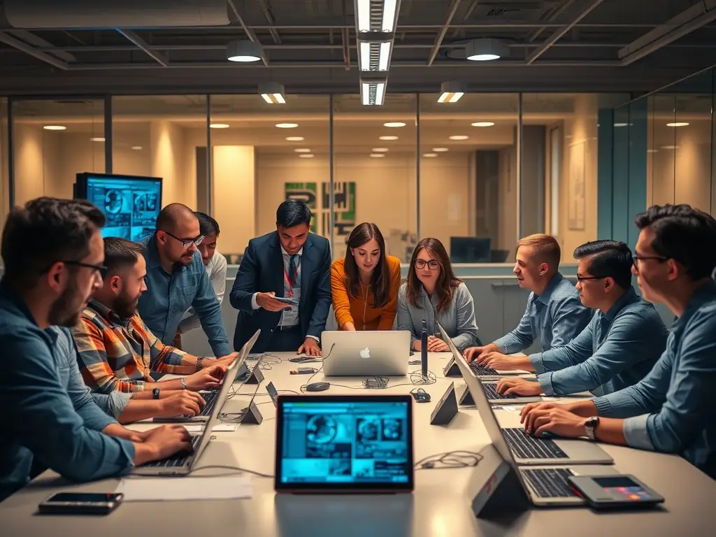A team of cybersecurity experts is collaborating on a vCISO strategy, using advanced tools and analytics to assess risks and develop tailored solutions for MSP clients.